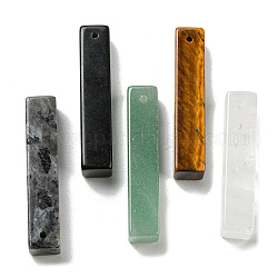 Natural Mixed Gemstone Pendants, Rectangle Charms, 38~41x7.5~8x7.5~8mm, Hole: 1.5mm