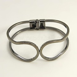 Brass Bangles, Lead Free and Cadmium Free, Gunmetal Color, Size: about 61.5x43mm inner diameter, 26mm wide