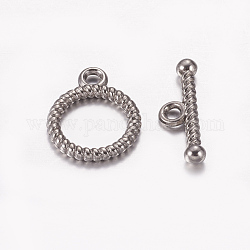 Tibetischen Stil Legierung Knebel  Verschlüsse, cadmiumfrei und bleifrei, Metallgrau, Ring: 13x16 mm, Stab: 6x18 mm, Bohrung: 2 mm