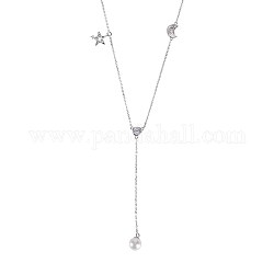 925 Sterling Silber Anhänger Halskette, mit Strass und Perlen, Silber, Kristall, 19.7 Zoll (50 cm)