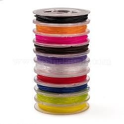 Elastic Crystal Thread, Mixed Color, 0.8mm in diameter, about 5.46 yards(5m)/roll, 10 rolls/batch
