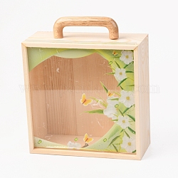 Деревянный ящик для хранения, с акриловой прозрачной крышкой, квадратный, деревесиные, 2.25x8.5x26 см