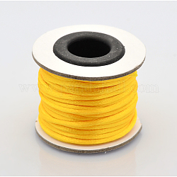 Cola de rata macrame nudo chino haciendo cuerdas redondas hilos de nylon trenzado hilos, Cordón de raso, oro, 2mm, alrededor de 10.93 yarda (10 m) / rollo