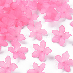 Protezioni tallone acrilico smerigliato, 5 -petal, fiore, perla rosa, 20x21.5x4.5mm, Foro: 1.6 mm, circa 1630pcs/500g