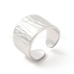 304 anneau de manchette large ouvert texturé en acier inoxydable pour femme, couleur inoxydable, nous taille 6 3/4 (17.2mm)