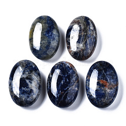 Piedra de palma ovalada de sodalita natural, piedra de bolsillo curativa de reiki para la terapia de alivio del estrés por ansiedad, 59.5~60.5x40x20.5mm