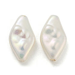 Perla imitazione perla in plastica ABS, ab colore placcato, rombo, bianco, 16.5x9x4mm, Foro: 1.6 mm