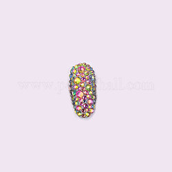 Glass Rhinestone Flat Back Cabochons, Back Plated, Faceted, Half Round, Colorful, 2.7~2.8x1mm, about 1440pcs/bag