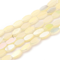 Гальванические непрозрачные стеклянные бусины, граненые, овальные, с полным покрытием цвета радуги, светлый золотарник желтый, 10.5x6x3 мм, отверстие : 1.2 мм, около 50 шт / нитка, 21.26'' (54 см)