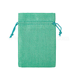 Ropa de cama mochilas de cuerdas, Rectángulo, aguamarina mediana, 14x10 cm