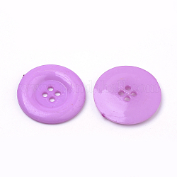 Boutons acryliques avec 4 trou, plat rond, violette, 25.5x3.5mm, Trou: 2mm