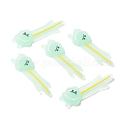 Leuchtende PVC-Cabochons, für Haarschmuck, Krokodil, hellgrün, 28x64x5 mm