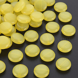 Имитации акриловых шариков желе, плоско-круглые, желтые, 12x5 мм, отверстие : 1.4 мм, Около 1110 шт / 500 г