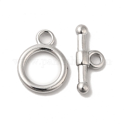 304 Edelstahl-Toggle-Haken, Ring, Edelstahl Farbe, Ring: 15.5x12x2 mm, Bohrung: 2 mm, Bar: 17x7x3 mm, Bohrung: 2.5 mm