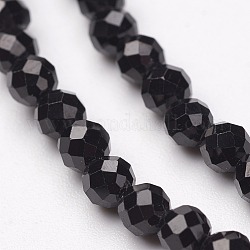 Filamenti di perline naturali spinello nero, sfaccettato, tondo, 5mm, Foro: 1 mm, circa 72pcs/filo, 15.5 pollice