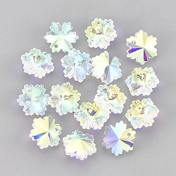Encantos de cristal rhinestone, flor de hielo, crystal ab, 14x12x7mm, agujero: 1.4 mm