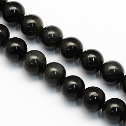 Natürlichen Obsidian runden Perlen Stränge, 12.5 mm, Bohrung: 1.5 mm, ca. 30 Stk. / Strang, 15.1 Zoll