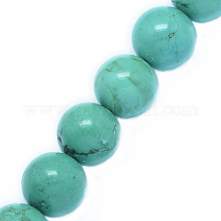 Brins de perles de magnésite naturelle, ronde, teints et chauffée, vert de mer clair, 6mm, Trou: 0.8mm, Environ 65 pcs/chapelet, 15.5 pouce (39.5 cm)