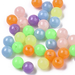 Perle acriliche luminose, si illuminano al buio, tondo, colore misto, 6mm, Foro: 1.6 mm