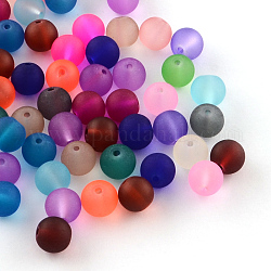 Transparent matt Glasperlen, Runde, Mischfarbe, 4~4.5x4 mm, Bohrung: 1 mm, ca. 100 Stk. / Beutel