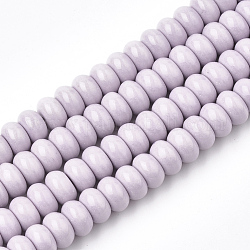 Natural Agate Beads Strands, Dyed, Rondelle, Lilac, 7.5~8x4.5mm, Hole: 1mm, about 90pcs/strand, 15.7 inch