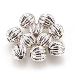 Ccb perle di plastica corrugate, tondo, argento antico, 13.5mm, Foro: 3.5 mm