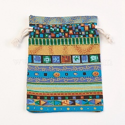 Sacs d'emballage en coton et lin, sacs à cordonnet, colorées, 14x10 cm