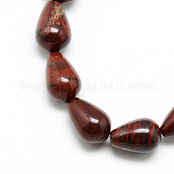 Chapelets de perles en jaspe rouge naturel, larme, 14~15x10mm, Trou: 1.5mm, Environ 28 pcs/chapelet, 15.75 pouce