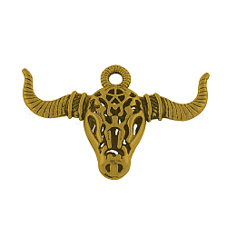 Tibetan Style Alloy Pendants, Cattle Head,  Nickel Free & Lead Free, Antique Golden, 35x53x9mm, Hole: 4mm