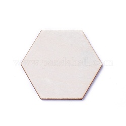Holz Cabochons, Hexagon, rauchig, 52x59.5x2.5 mm