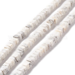 Natural Howlite Beads Strands, Cube, 6x6x1.5~3mm, Hole: 1.4mm, about 111pcs/strand, 15.16 inch(38.5cm)