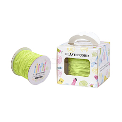 Elastic Cord, with Nylon Outside and Rubber Inside, Round, Green Yellow, 1mm, 109.36yards/roll(100m/roll)