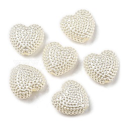 Perles en ABS imitation nacre, cœur, 11x12x5mm, Trou: 2mm