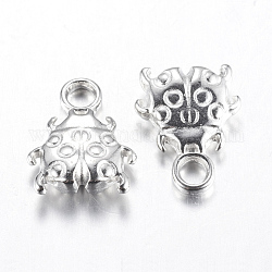 Tibetan Style Pendants, Ladybug, Platinum, Lead Free and Cadmium Free, 17x13x4mm, Hole: 3mm