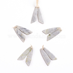 Natürliche Xiuyan Jade Anhänger, für Schmuck machen, Flügel, 43~44.5x10~11x3.5~5 mm, Bohrung: 1.2 mm