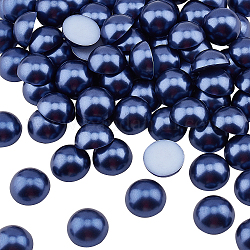 Pandahall Elite abs Kunststoff Cabochons, Nachahmung Perlen, Halbrund, Preußischblau, 25x12.5 mm