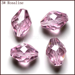 Imitation österreichischen Kristallperlen, Klasse aaa, facettiert, Doppelkegel, rosa, 10x13 mm, Bohrung: 0.9~1 mm