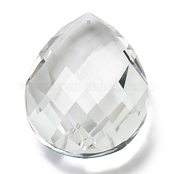 Transparent Glass Pendants, Faceted, Teardrop, for Chandelier Crystal Hanging Pendants, Clear, 87.5x58x23.5mm, Hole: 2mm
