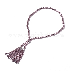 (продажа фабрики ювелирных изделий) гальванические ожерелья с кисточками из бисера, с латунными бусинами из циркония и застежкой из микро-паве, круглые, фиолетовые, 28.3 дюйм (72 см)