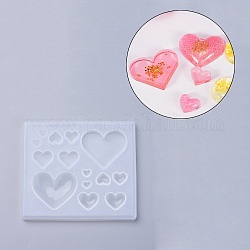 Silicone Molds, Resin Casting Molds, For UV Resin, Epoxy Resin Jewelry Making, Heart, White, 89x78x8mm, Inner Size: 5~32x6~36mm