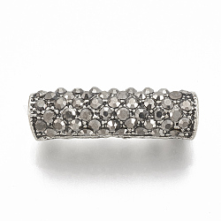 Abalorios de Diamante de imitación de la aleación, tubo, plata antigua, bengala plateada, 22x6.5x7.5mm, agujero: 3.5 mm