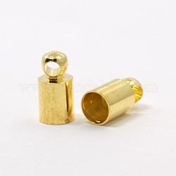 Brass Cord Ends, Golden, 8x4mm, Hole: 1mm, 3.5mm inner diameter