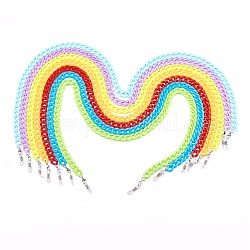Brillenketten, Halsband für Brillen, mit blickdichten Acryl-Kabelketten und Gummischlaufenende, Platin Farbe, Mischfarbe, 26 Zoll (66 cm), 7 Stück / Set