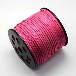 Cordón de gamuza sintética ecológico, encaje de imitación de gamuza, con polvo del brillo, de color rosa oscuro, 2.7x1.4mm, Aproximadamente 100 yardas / rollo (300 pies / rollo)