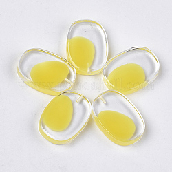 Perline di resina, con chip di shell, mezzo forato, ovale, giallo, 30x21x6mm, mezzo buco: 1.2 mm