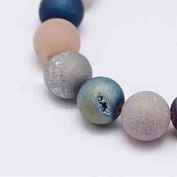 Galvanisieren natürliche Achat Perle Stränge, Runde, Klasse A, Mischfarbe, 8 mm, Bohrung: 1 mm, ca. 23 Stk. / Strang, 7.5 Zoll