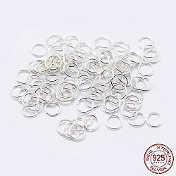 Anillos abiertos de plata de ley 925, anillos redondos, plata, 18 calibre, 5x1mm, diámetro interior: 3 mm, aproximamente 100 unidades / 10 g