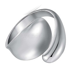 Массивное открытое кольцо-манжета для женщин с родиевым покрытием 925 пробы из стерлингового серебра, платина, размер США 5 1/4 (15.9 мм)