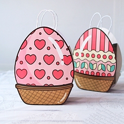 Bolsas de embalaje de dulces de papel con forma de huevo de Pascua con asa, corazón, 28.3x21x1 cm