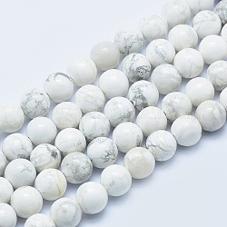 Natürliche Howlith Perlen Stränge, Runde, 8 mm, Bohrung: 1 mm, ca. 48 Stk. / Strang, 15.7 Zoll (40 cm)